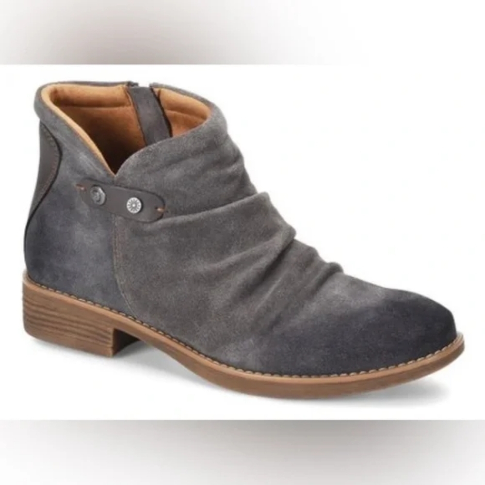 Wanda Panda Gray Leather Ankle Boots Zipper Womens size 8 EU 39 Fall Winter
